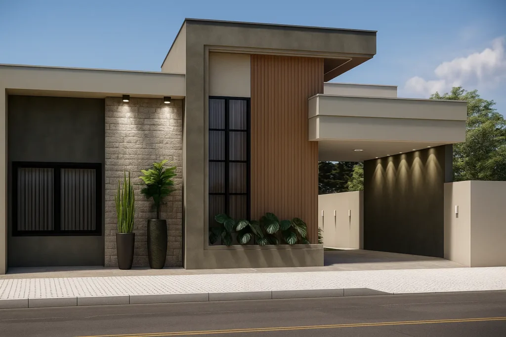 Projeto de Planta de Casa com 2 Quartos e 1 Suite