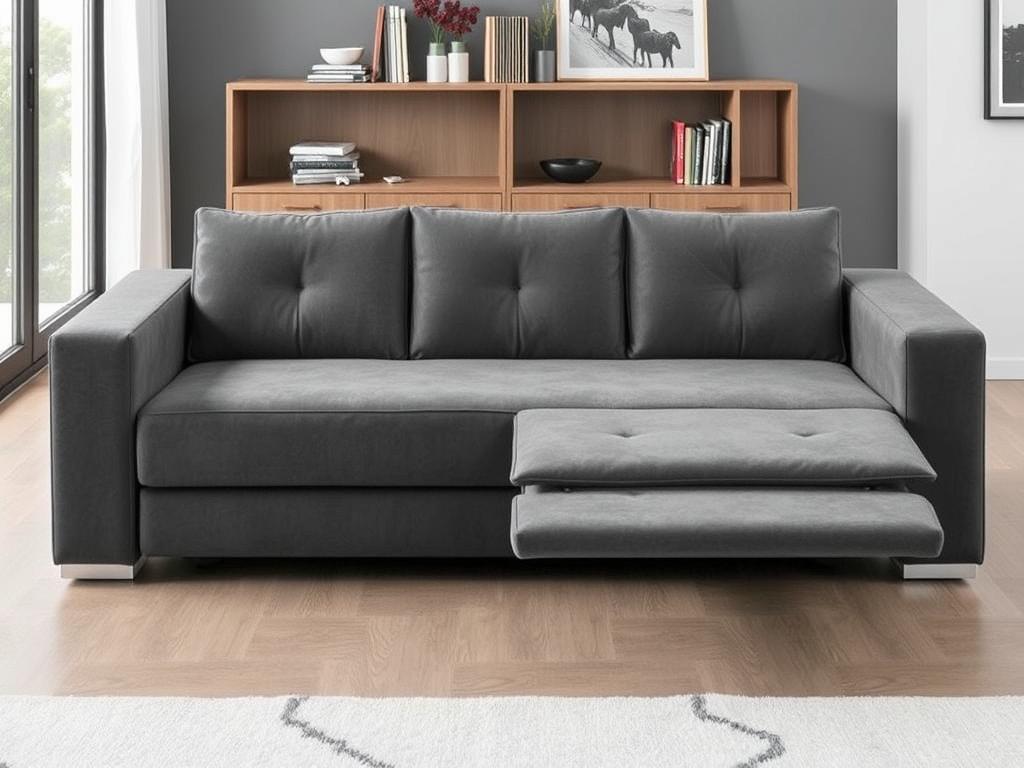 Sofá Retrátil e Reclinável Cama Inbox Compact 3 Lugares em suede cinza