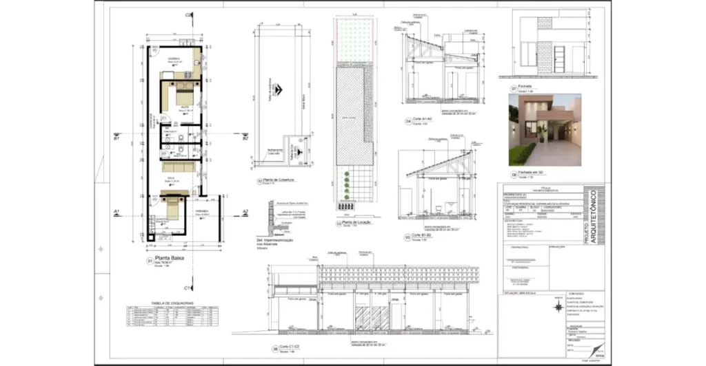 Planta de Casa Térrea 2 Quartos 1 Suíte