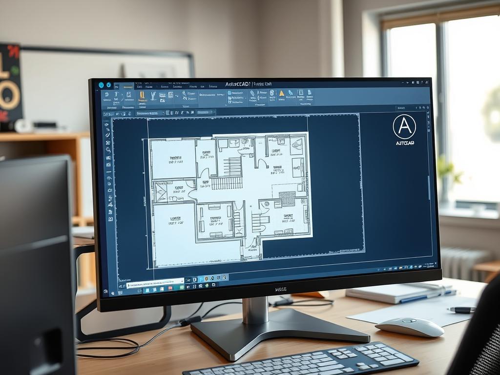 Projeto técnico sendo desenvolvido no AutoCAD, software fundamental para as melhores especializações em arquitetura