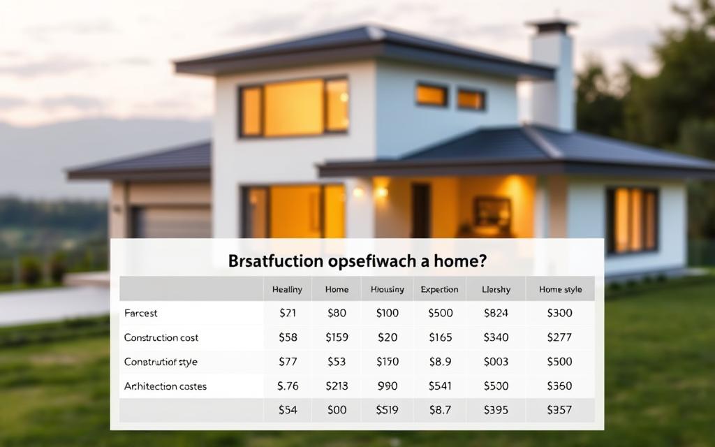 A sleek, modern house with a clean, minimalist design stands prominently in the foreground, its simple yet elegant lines accentuated by warm, natural lighting. In the middle ground, a breakdown of construction costs for different home styles is neatly displayed, showcasing the relative expenses for various architectural choices. The background features a softly blurred, scenic landscape, hinting at the surrounding environment and the potential for customization based on location. The overall mood is one of informative clarity, guiding the viewer through the considerations and tradeoffs involved in constructing a home in 2025. A sleek, modern house with a clean, minimalist design stands prominently in the foreground, its simple yet elegant lines accentuated by warm, natural lighting. In the middle ground, a breakdown of construction costs for different home styles is neatly displayed, showcasing the relative expenses for various architectural choices. The background features a softly blurred, scenic landscape, hinting at the surrounding environment and the potential for customization based on location. The overall mood is one of informative clarity, guiding the viewer through the considerations and tradeoffs involved in constructing a home in 2025.
