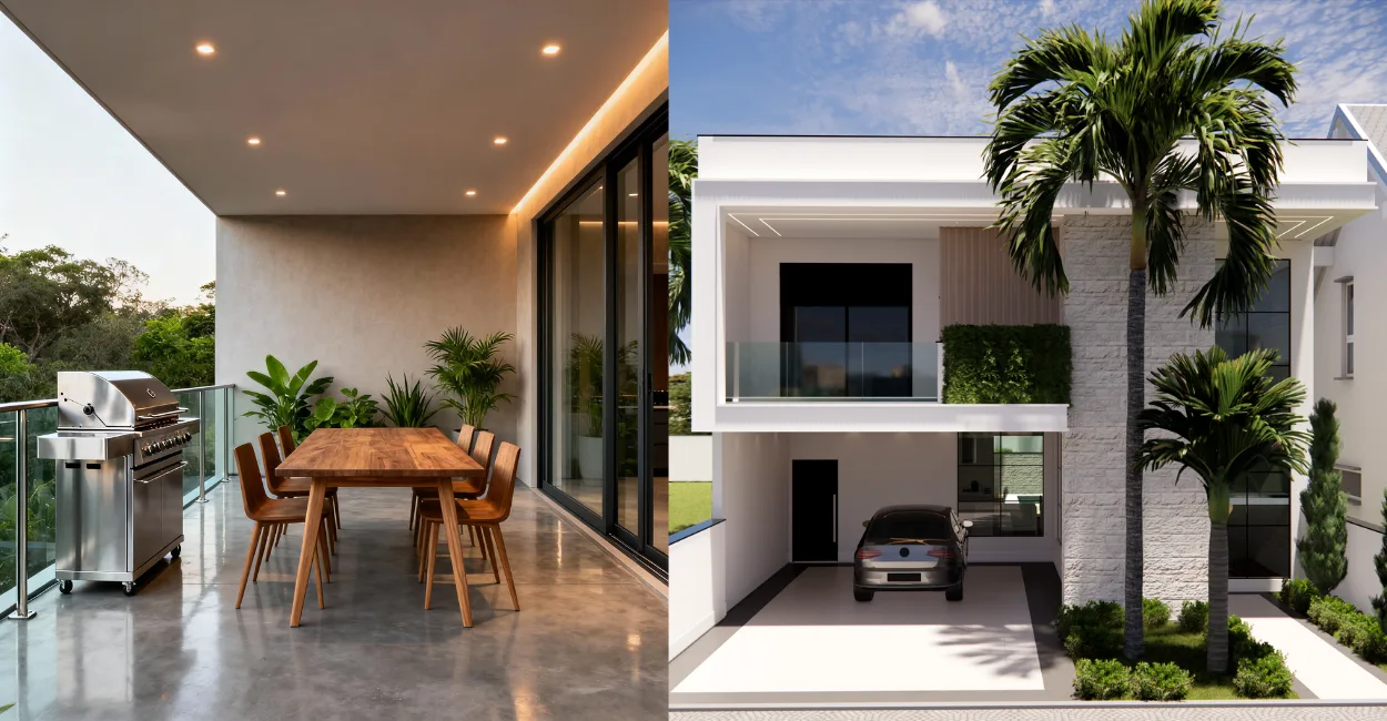 Plantas De Casas Com Varanda Gourmet e 4 Quartos